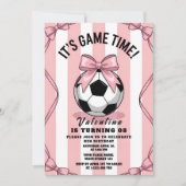 Game Day Girl Soccer Pink Bow Kaart (Voorkant)