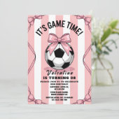 Game Day Girl Soccer Pink Bow Kaart (Staand voorkant)