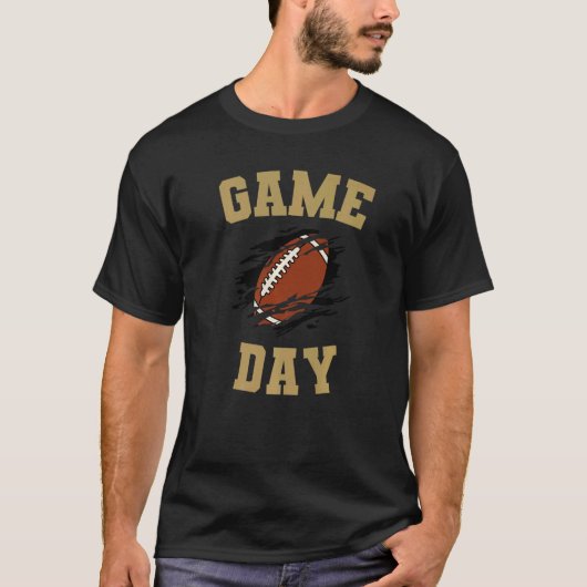 Game Day Kick Off Football Red Black Yellow Team F T-shirt (Voorkant)