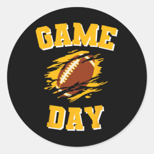Game Day Kick Off Football zwart en geel Team F Ronde Sticker