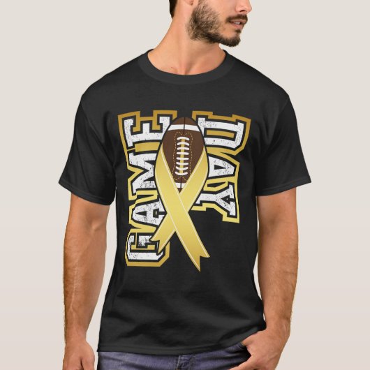 Game Day - Kindertijd Kanker Bewustzijn Football R T-shirt (Voorkant)