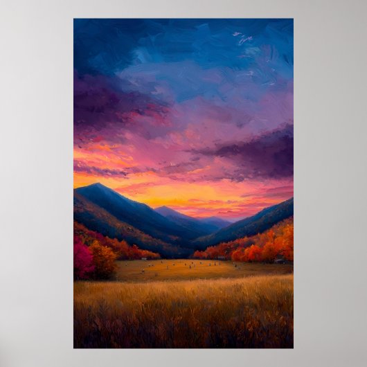 Game Day - Levendige herfst Mountain Sunset Landsc Poster (Voorkant)