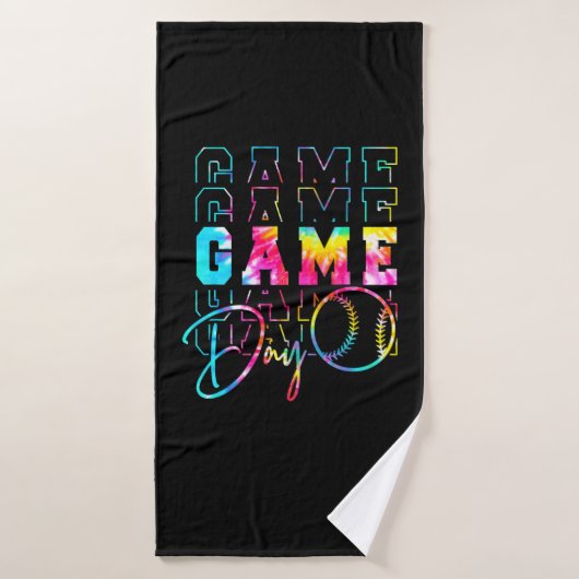 Game Day Neon Tie Dye Retro Softball Baseball Badhanddoek (Badhanddoek)
