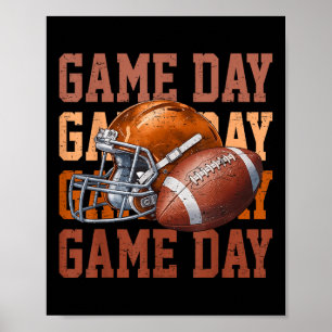 Game Day Retro Football Touchdown Seizoen Voetbal Poster