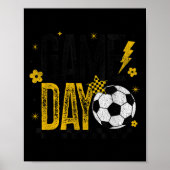Game Day Retro Soccer Season Black & Yellow Go Poster (Voorkant)
