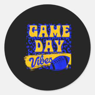 Game Day Sfeer Voetbal Seizoen Voetbal Blauw Goud Ronde Sticker