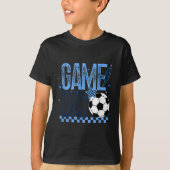 Game Day Soccer Season Retro Light Blue Checkered  T-shirt (Voorkant)
