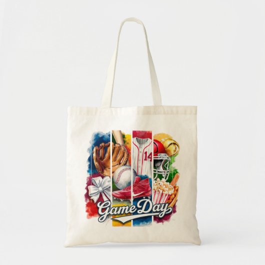Game Day Sport Waterverf Collage Tote Bag (Voorkant)