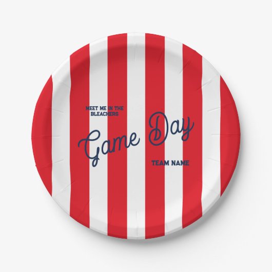 Game Day Team naam Ontmoet me in de Bleachers Red Papieren Bordje (Voorkant)