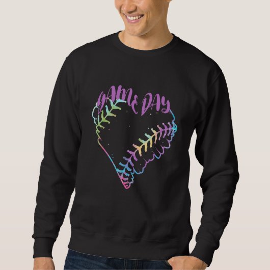 Game Day Tie Dye Softbal Hart Softbal Baseball  Trui (Voorkant)