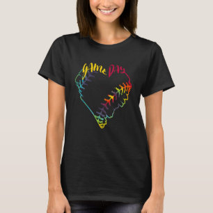 Game Day Tie Dye Softball Heart Softball T-shirt
