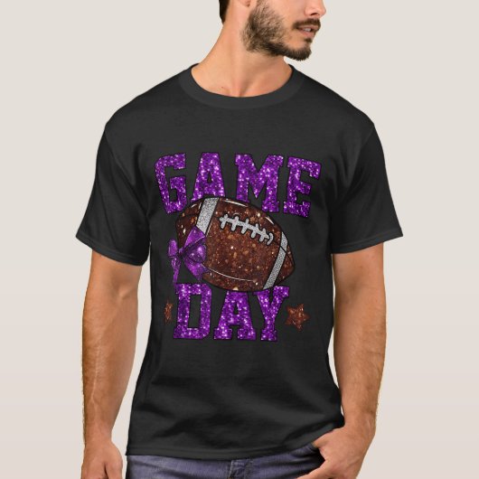 Game Day Touchdown Football Mom Girls Go Cheer Pur T-shirt (Voorkant)