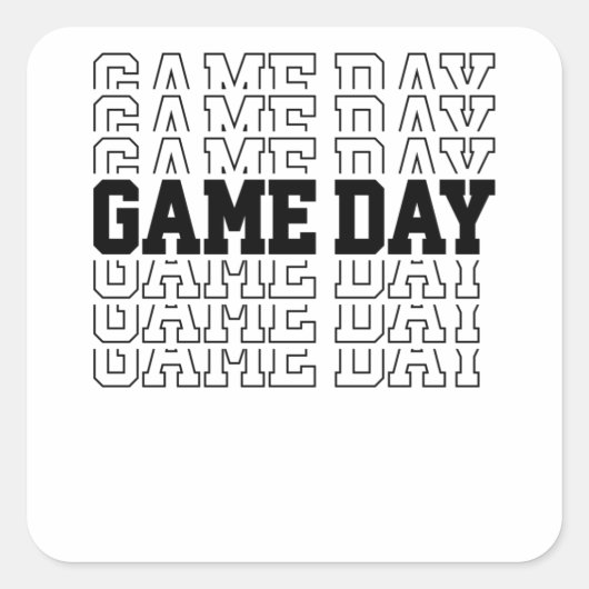 Game Day Typografie Art Sports Games Mannen Vrouwe Vierkante Sticker (Voorkant)
