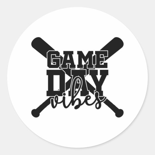 Game Day Vibes Baseball Print Ronde Sticker (Voorkant)