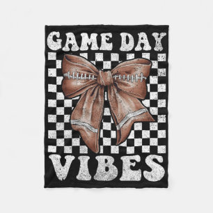 Game Day Vibes Coquette Bow Football Mama Football Fleece Deken