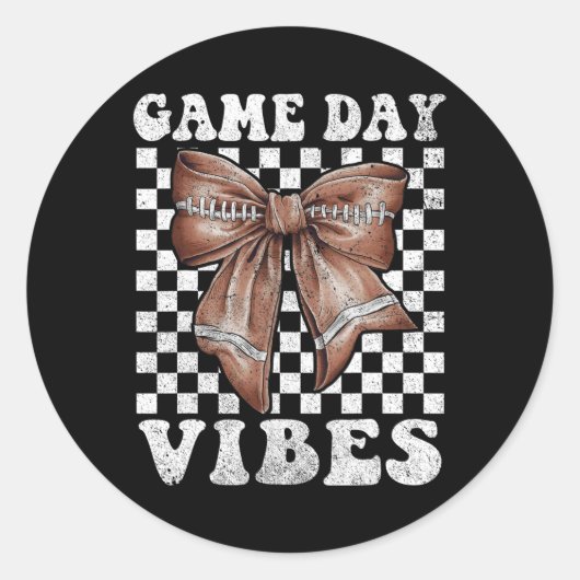 Game Day Vibes Coquette Bow Football Mama Football Ronde Sticker (Voorkant)
