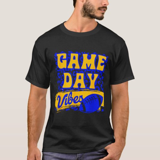 Game Day Vibes Football Season Football Blue Gold  T-shirt (Voorkant)
