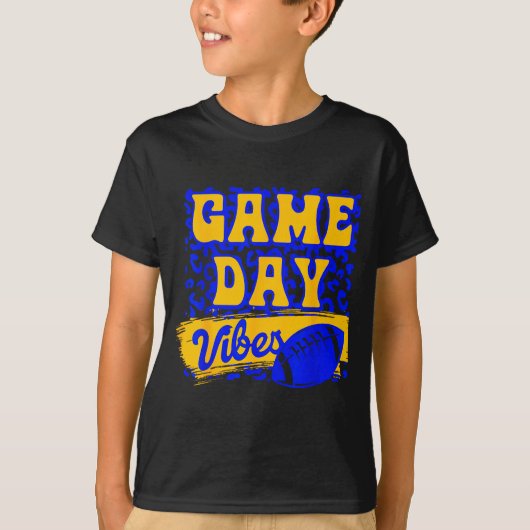Game Day Vibes Football Season Football Blue Gold  T-shirt (Voorkant)