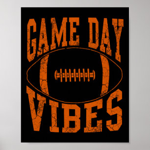 Game Day Vibes Oranje Football Verdrietig Poster