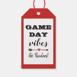Game Day Vibes Team Hart Gepersonaliseerde Tekst Cadeaulabel