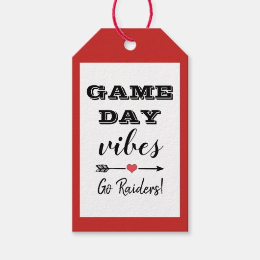 Game Day Vibes Team Hart Gepersonaliseerde Tekst Cadeaulabel (Voorkant)