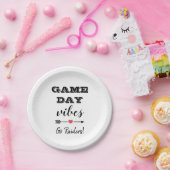 Game Day Vibes Team Hart Gepersonaliseerde Tekst Papieren Bordje (Feest)