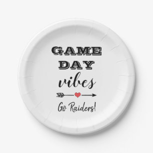 Game Day Vibes Team Hart Gepersonaliseerde Tekst Papieren Bordje