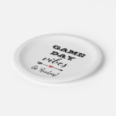 Game Day Vibes Team Hart Gepersonaliseerde Tekst Papieren Bordje (Gekanteld)