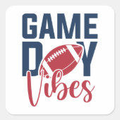 Game Day Vibes Vierkante Sticker (Voorkant)