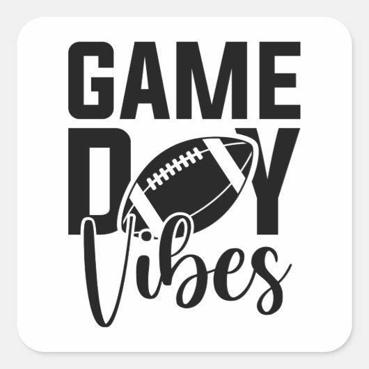 Game Day Vibes Vierkante Sticker (Voorkant)