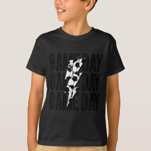 Game Day Voetbal Bliksemschicht Voetbal Moeder Vad T-shirt