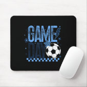 Game Day Voetbal Seizoen Retro Lichtblauw Geruit Muismat (Met muis)