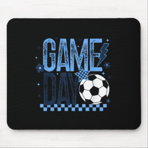 Game Day Voetbal Seizoen Retro Lichtblauw Geruit Muismat