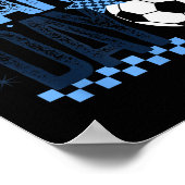 Game Day Voetbal Seizoen Retro Lichtblauw Geruit Poster (Hoek)