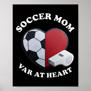 Game Day Voetbalmoeder – 3D-hart- en Ll-ontwerp Poster