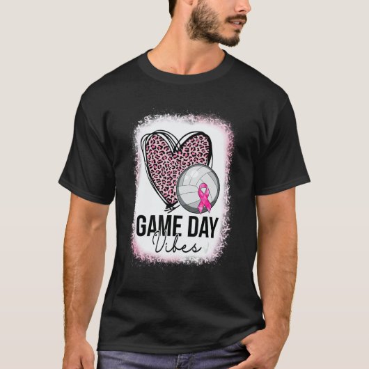 Game Day Volleyball Leopard Heart Volleyball Mom P T-shirt (Voorkant)