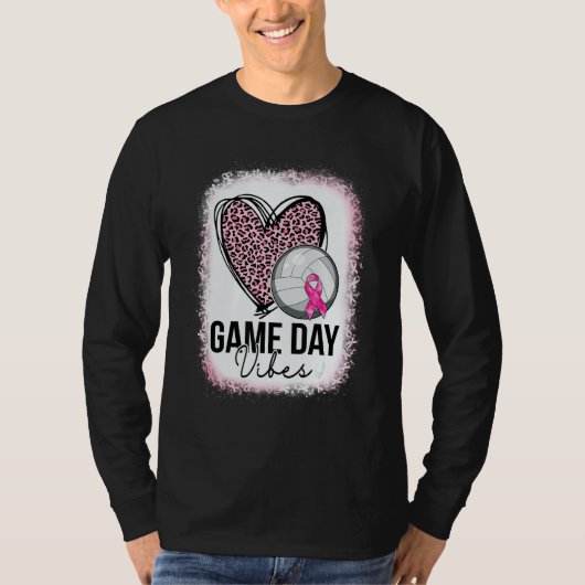 Game Day Volleyball Leopard Heart Volleyball Mom P T-shirt (Voorkant)