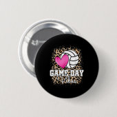 Game Day Volleyball Leopard Print Women Vol Ronde Button 5,7 Cm (Voorkant /achterkant)