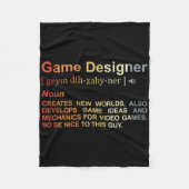 Game Designer Definition Game Programmeur Game Dev Fleece Deken (Voorkant)