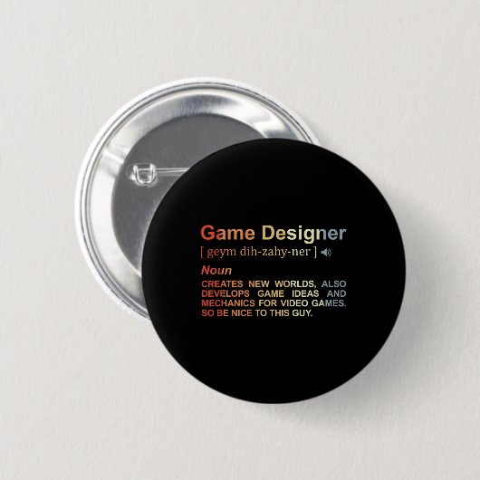 Game Designer Definition Game Programmeur Game Dev Ronde Button 5,7 Cm (Voorkant /achterkant)