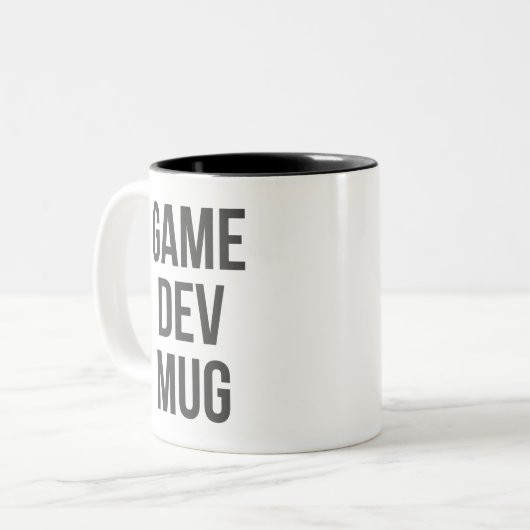 Game Dev-Mok Tweekleurige Koffiemok (Voorkant links)