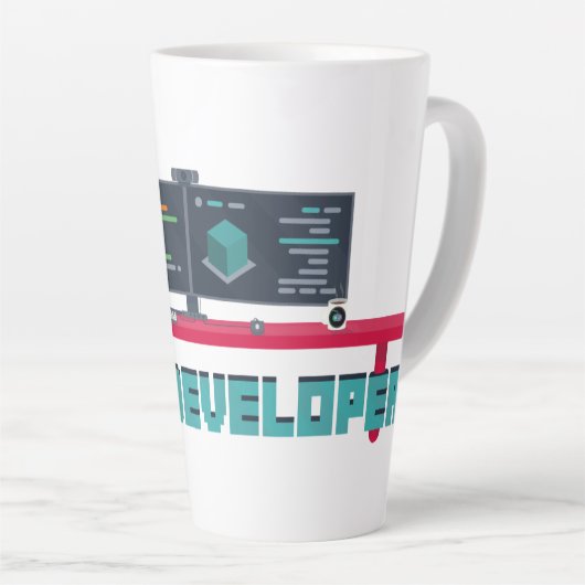 Game Developer Latte Mug - Blue Letters Latte Mok (Rechterhoek)