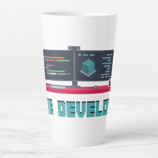 Game Developer Latte Mug - Blue Letters Latte Mok (Voorkant)