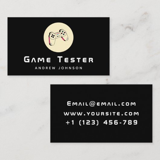 Game Developer Tester Joystick Controller Modern Visitekaartje (Voorkant / Achterkant)