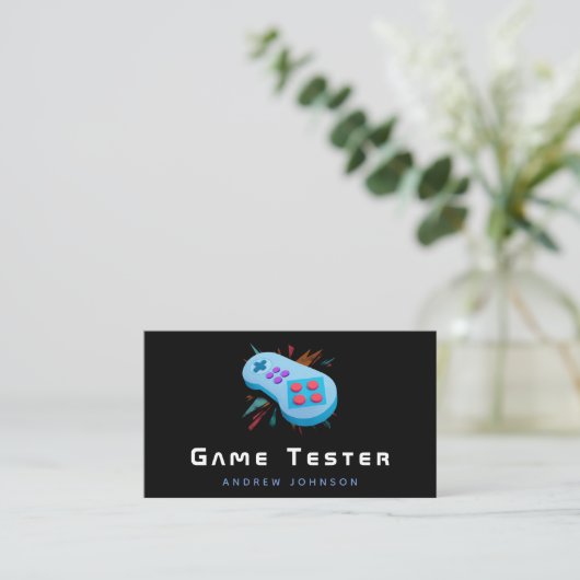 Game Developer Tester Modern Gaming Thema Cool Visitekaartje (Staand voorkant)