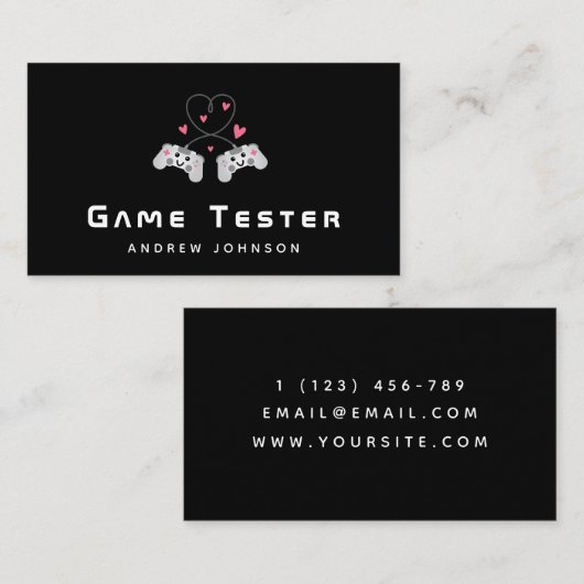 Game Developer Tester Schattigee Joystick Controll Visitekaartje (Voorkant / Achterkant)