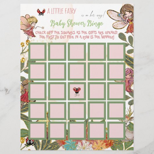 Game Fairy Whimsical Ladybug Baby Bingo Flyer (Voorkant)
