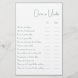 Game Flyer over of onder Couple Shower