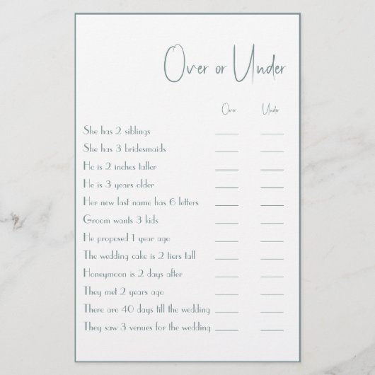 Game Flyer over of onder Couple Shower (Voorkant)