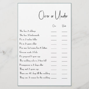 Game Flyer over of onder Couple Shower